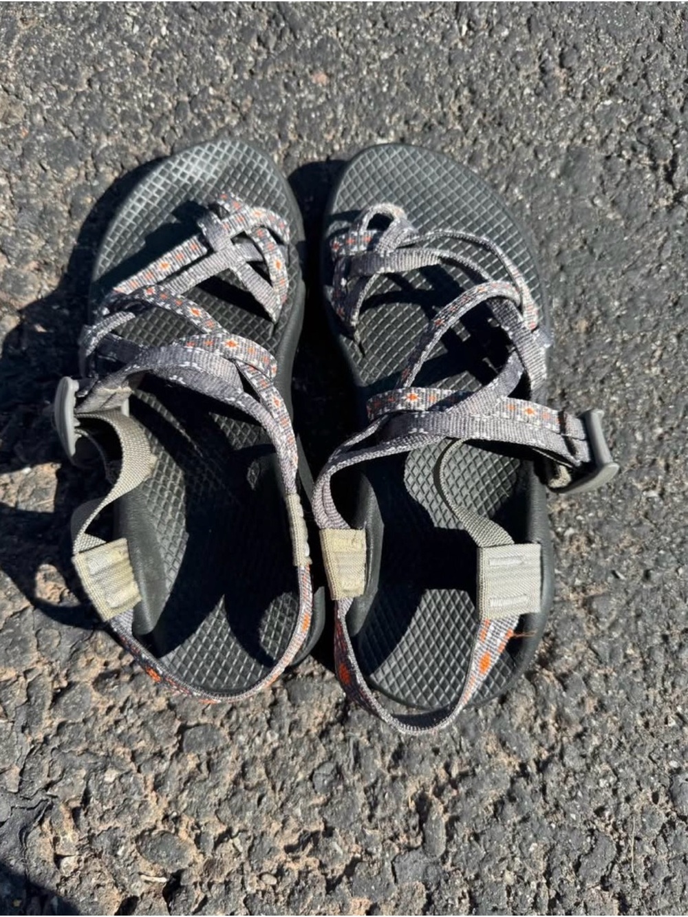 Chaco Black Sandals with Gray and Orange Accent Straps